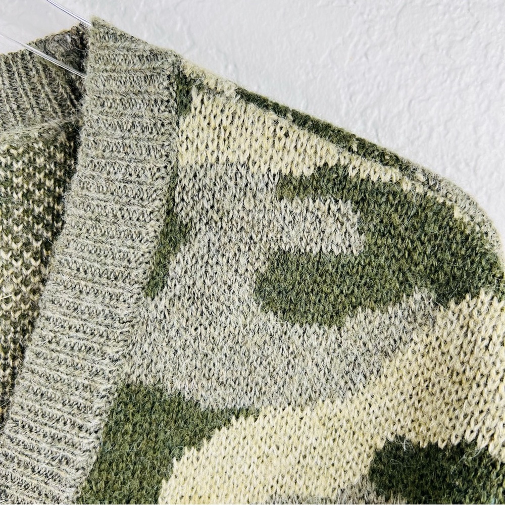 Lucky Brand Camo Green Wool Blend Button Up Cardigan Sweater - Picture 10 of 11